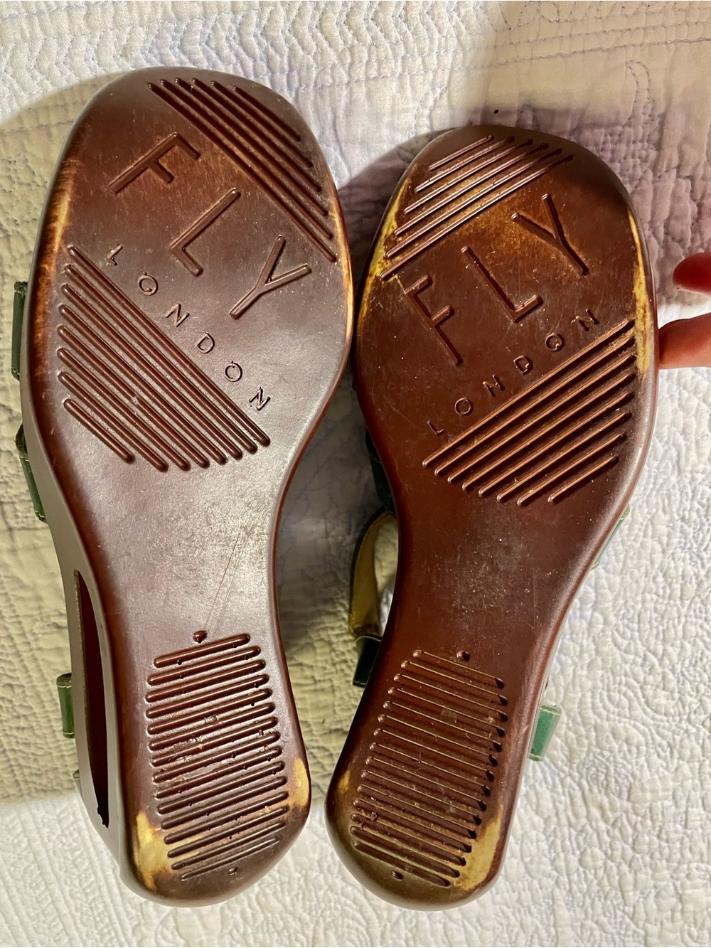 Fly London Green Women’s Leather Wedge Sandals - Strappy Comfort - Picture 4 of 7